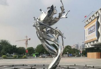 鏡面水花雕塑 烤漆大型雕塑 彩繪水景雕塑