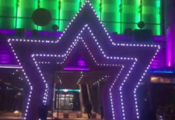 五角星門頭雕塑，燈光不銹鋼門頭雕塑