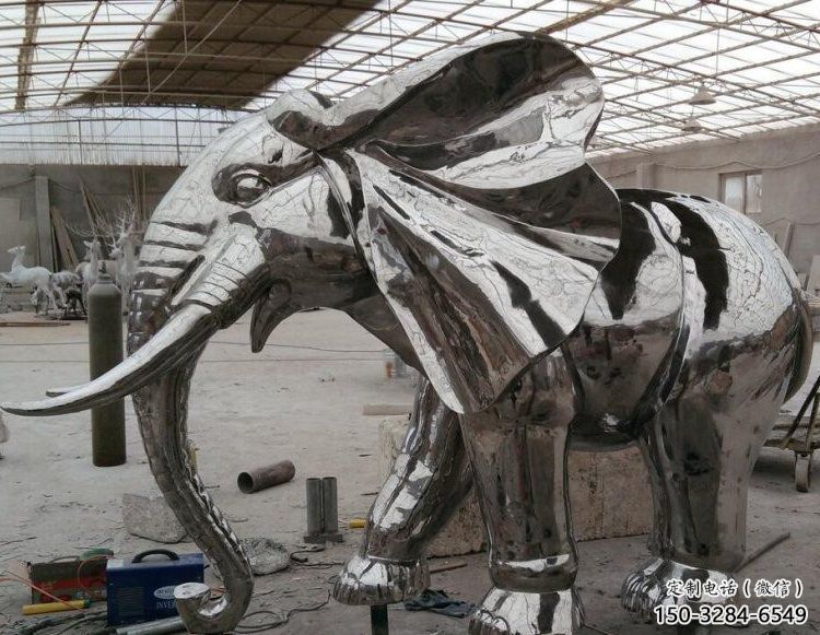 大象雕塑優價，金屬組合，鏡面大象雕塑廠家