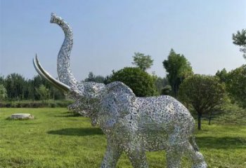 大象雕塑標(biāo)志精選，街頭藝術(shù)，公園鏤空大象雕塑承接