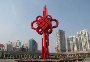 庭院中國結雕塑廠家，烤漆工藝制作，民俗文化標識