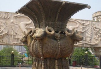 地產(chǎn)標(biāo)識(shí)四羊方尊銅雕塑