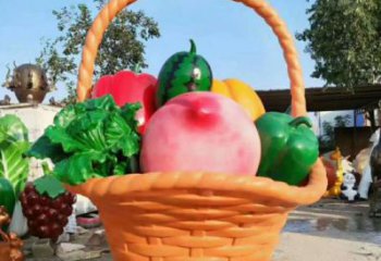果籃雕塑定做，公園小品，戶外鴨梨果籃雕塑供應