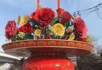 園林花籃雕塑點擊，城區(qū)小品，景區(qū)花籃雕塑承接