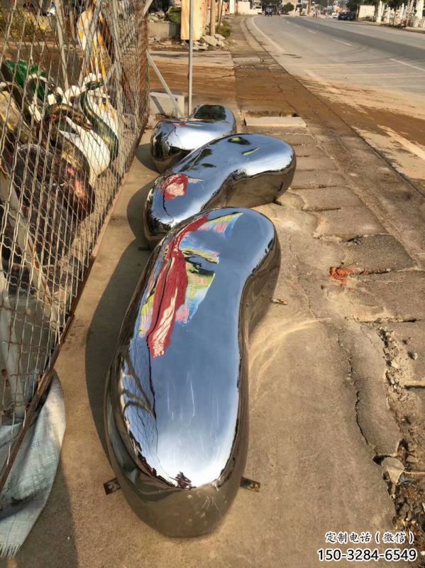 園林坐凳雕塑，噴漆景觀雕塑，鏡面形式