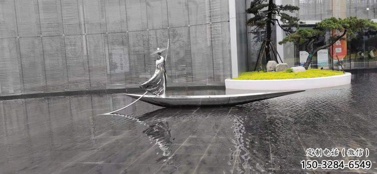 乘船人雕塑預定，小區擺件，不銹鋼乘船人雕塑服務商