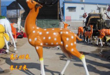 戶外小鹿雕塑制作，彩繪動物雕塑，玻璃鋼景觀雕塑