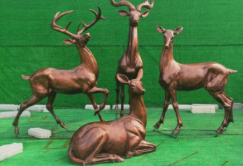 銅梅花鹿雕塑點擊，多彩藝術，梅花鹿銅雕塑訂做