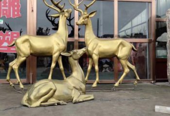 小區馴鹿雕塑，動物軟裝雕塑，抽象效果