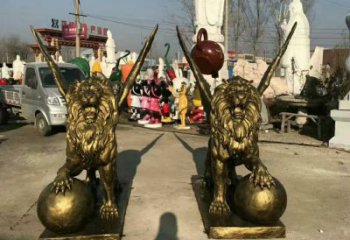 景觀獅子雕塑制造商，動物雕塑，飛獅雕塑供給