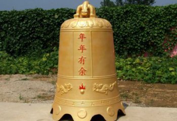 年年有余銅鐘雕塑-鑄銅喇叭形雕塑銅鐘