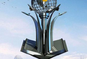 地球儀雕塑制造，歐式風(fēng)格，創(chuàng)意書籍地球儀雕塑廠家