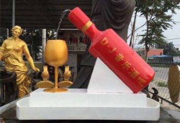 酒瓶雕塑專供，美陳雕塑，景觀流水酒瓶雕塑預定