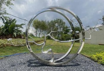 圓環樹雕塑承接，鍛造工藝，不銹鋼圓環樹雕塑訂做