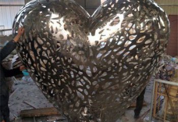 現代心形球雕塑定制，中式工藝，不銹鋼心形球雕塑廠家優價