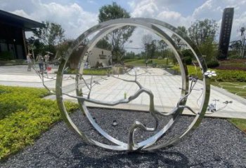 圓環樹雕塑選定，美陳雕塑，不銹鋼圓環樹雕塑定做