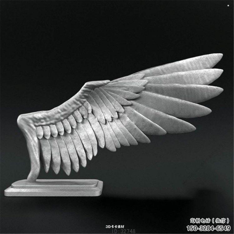 現代鳥翅雕塑定制，中式工藝，不銹鋼鳥翅雕塑造型優價