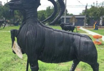 南平輪胎山羊雕塑供應，公園雕塑，鑄銅輪胎羊雕塑供求