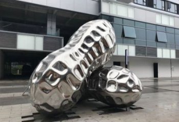 隴南花生雕塑制造，白鋼構(gòu)件，不銹鋼花生雕塑提供
