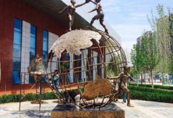 裕華地球儀雕塑選定，拉絲工藝，地球儀人物雕塑預定