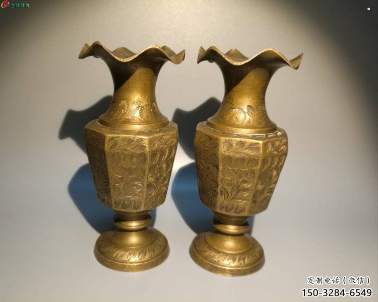 黃岡花瓶雕塑定價，鑄銅工藝，銅花瓶雕塑制作廠家