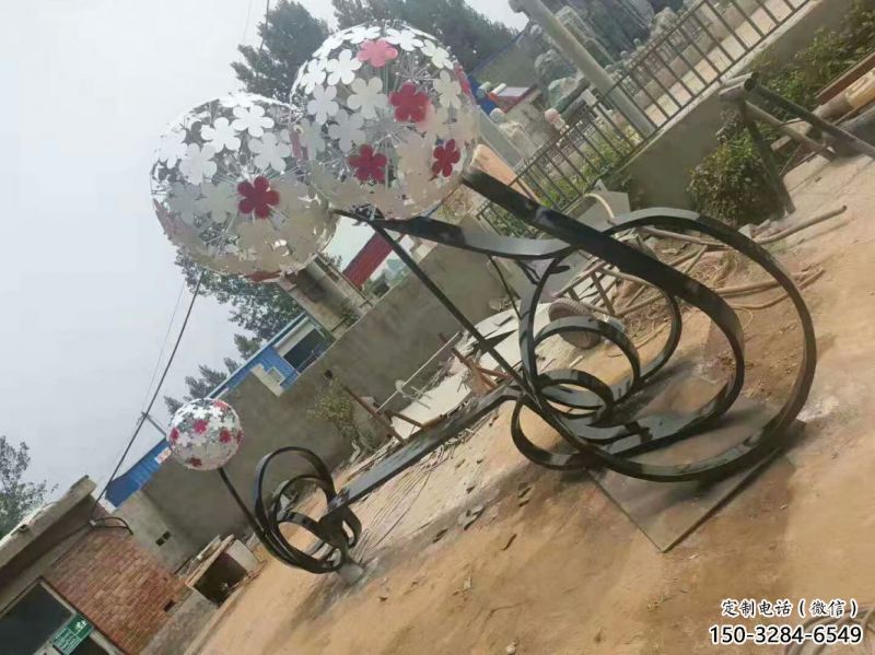 常德大型蒲公英坐凳雕塑，現代元素設計，不銹鋼坐凳雕塑