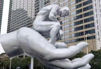 武漢沉思者雕塑，景觀雕塑，手托人物雕塑廠家提供