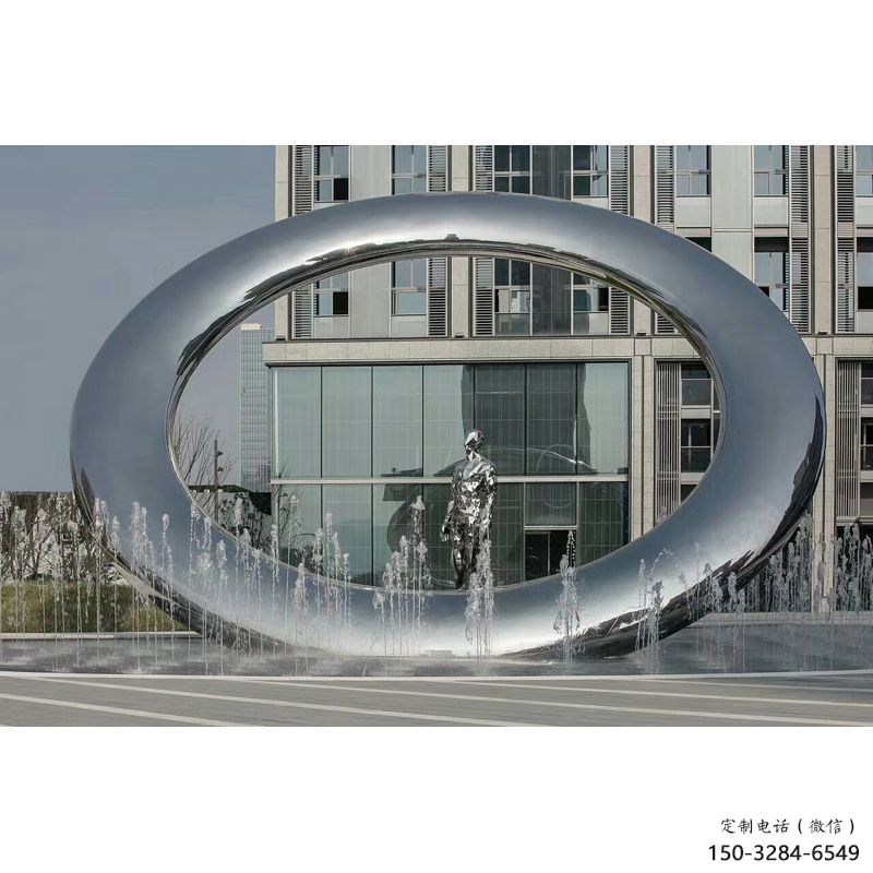 阿拉善盟小區圓環雕塑，水簾噴泉雕塑，水景藝術效果