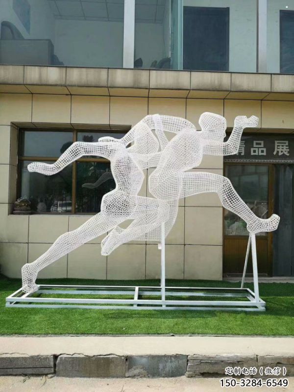 烏海鏤空跨欄雕塑制造商，透雕雕塑，鐵藝體育人物雕塑供給