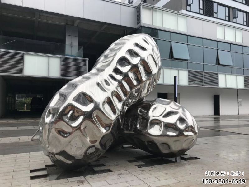 西吉花生雕塑制造，白鋼構(gòu)件，不銹鋼花生雕塑提供