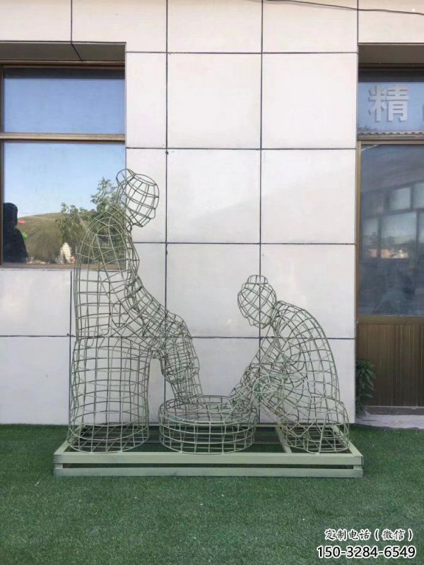 濟南鏤空孝道雕塑通用，街景小品，鐵藝洗腳雕塑制造