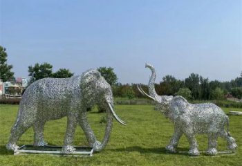 撫順鏤空大象雕塑制造商，動(dòng)物擺件，透雕大象雕塑定制