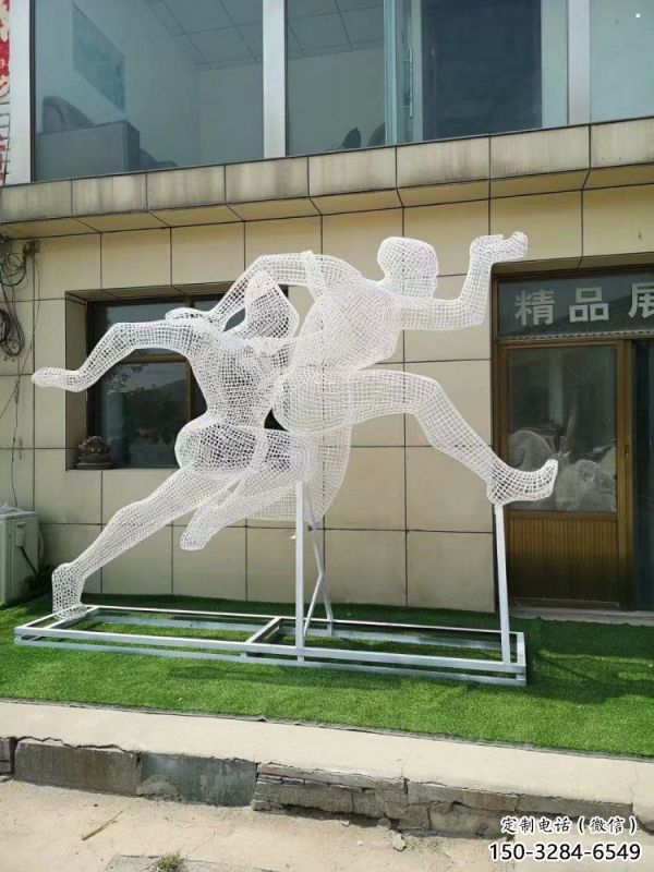 和田鏤空體育雕塑供求，白鋼構件，鐵藝人物雕塑觀賞型