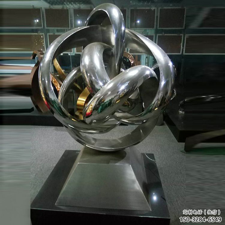 杭州地產(chǎn)雙環(huán)雕塑定做，城區(qū)小品，景觀不銹鋼雙環(huán)雕塑定價