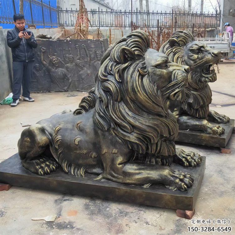 九龍坡大型趴獅雕塑，仿銅動物雕塑，玻璃鋼獅子雕塑制作