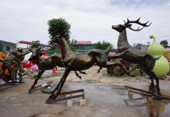 嘉黎戶外小鹿批發，動物雕塑，梅花鹿銅雕塑供求