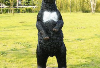 萬盛街道黑熊雕塑，仿真動物雕塑，古銅效果