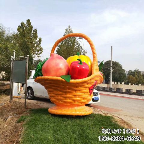 廣場果籃雕塑供需，廣場雕塑，廣場玻璃鋼果籃雕塑定制